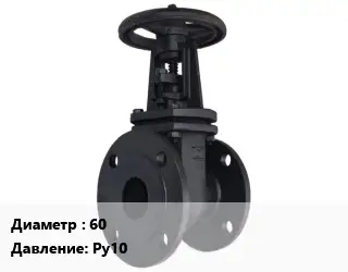 Задвижка чугунная канализационная 60 Ру10